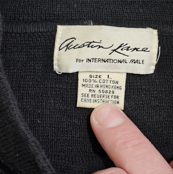Austin Kane Intl Male L Black Goldfish Sweater Rare Unique Vintage 80s 90s - Picture 4 of 7